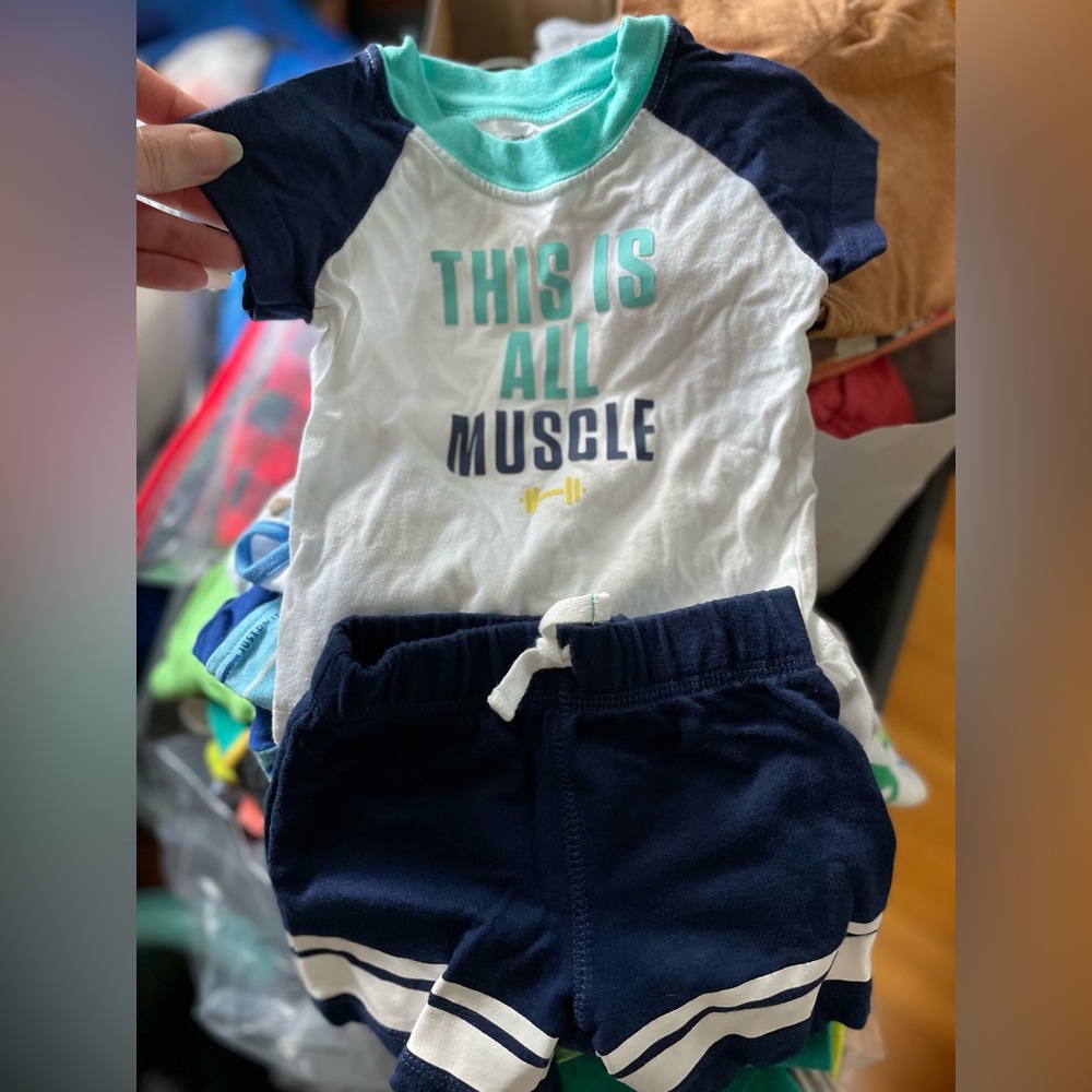 Carter's baby outfit this is all muscle 6m navy summer